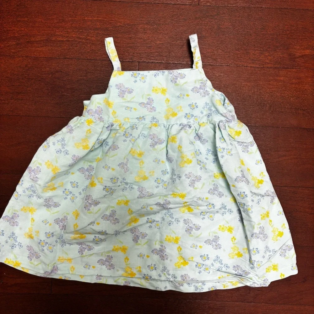 Vintage Gymboree Floral Linen Blend Two Piece Dress